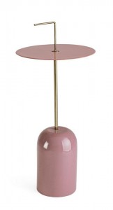 Masa de cafea din metal Tulasi Roz / Auriu, Ø30xH67 cm