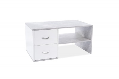 Masa de cafea, din pal cu 2 sertare Heaton Gri / Alb, L100xl60xH50 cm