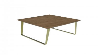 Masa de cafea din pal si metal, Carbon Nuc / Auriu, L90xl90xH33,6 cm