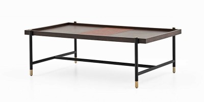 Masa de cafea din pal si metal, Matilda Nuc, L120xl74xH40 cm