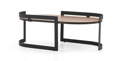 Masa de cafea din MDF si metal Ren Nuc / Negru,L121xl67,6xH45 cm