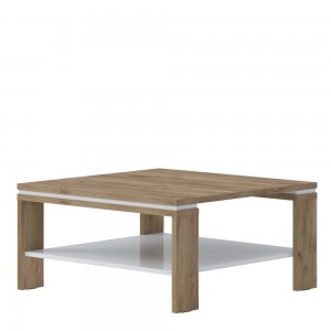 Masa de cafea din pal, Stela KLS Alb / Stejar Tobacco, L90xl88xH45 cm