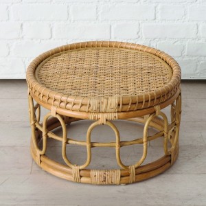 Masa de cafea din ratan si furnir Emery Natur, Ø50xH30 cm