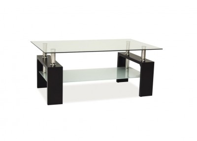 Masa de cafea, din sticla si MDF Lisette Basic II Transparent / Wenge, L100xl60xH55 cm