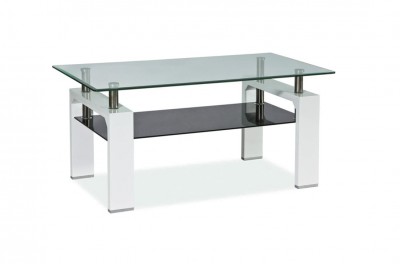 Masa de cafea, din sticla si MDF Lisette II Transparent / Alb, L110xl60xH55 cm