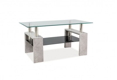 Masa de cafea, din sticla si MDF Lisette II Transparent / Gri, L110xl60xH55 cm