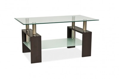 Masa de cafea, din sticla si MDF Lisette II Transparent / Wenge, L110xl60xH55 cm