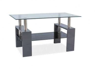 Masa de cafea, din sticla si MDF Lisette III Transparent / Gri Inchis, L110xl60xH60 cm