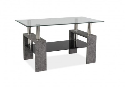 Masa de cafea, din sticla si MDF Lisette III Transparent / Gri, L110xl60xH60 cm