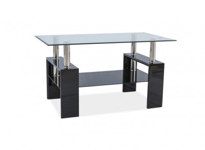 Masa de cafea, din sticla si MDF Lisette III Transparent / Negru, L110xl60xH60 cm