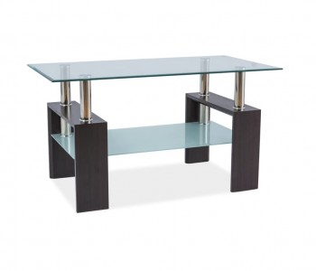 Masa de cafea, din sticla si MDF Lisette III Transparent / Wenge, L110xl60xH60 cm