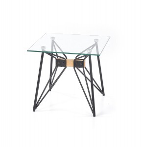Masa de cafea din sticla si metal Alessa Square Transparent / Black, L50xl50xH45 cm