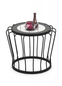 Masa de cafea din sticla si metal Aviro Negru, Ø56xH46 cm