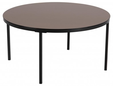 Masa de cafea din sticla si metal Gina Alama / Negru, Ø80xH40 cm