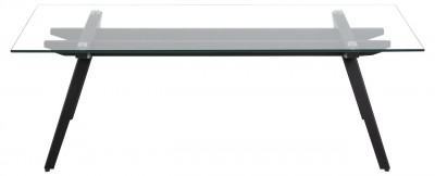 Masa de cafea din sticla si metal Monti Negru, L120xl60xH40 cm 