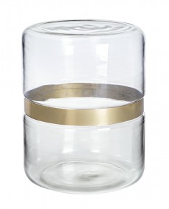 Masa de cafea din sticla si metal Namit Clear Transparent / Auriu, Ø36xH45 cm