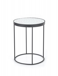 Masa de cafea din sticla si metal Nathan 2 Alb / Negru, Ø47xH61 cm