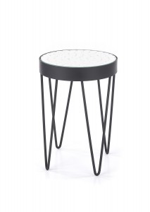 Masa de cafea din sticla si metal Nathan Alb / Negru, Ø41xH59 cm
