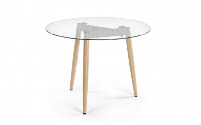 Masa de cafea din sticla si metal Oakland Transparent / Natural, Ø60xH45 cm