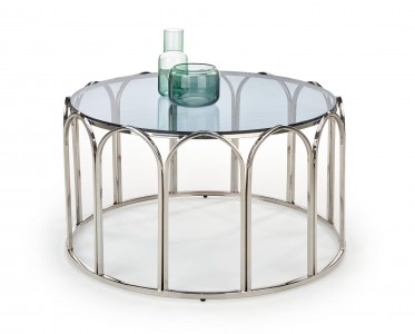 Masa de cafea din sticla si metal Ollye Crom, Ø81xH47 cm