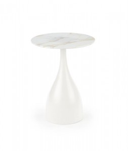 Masa de cafea din sticla si metal, Patrice Marmura / Alb, Ø40xH52 cm