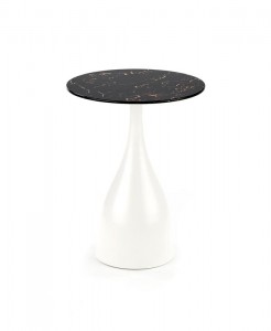 Masa de cafea din sticla si metal, Patrice Negru / Alb, Ø40xH52 cm