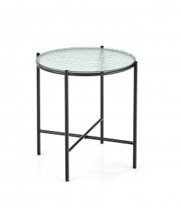 Masa de cafea din sticla si metal, Roselyn-S Transparent / Negru, Ø45xH49 cm