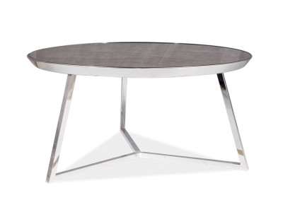 Masa de cafea din sticla si metal Tornado B Maro / Crom, Ø76xH40 cm