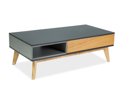 Masa de cafea din MDF, furnir si lemn Rogelyn A Stejar / Grafit, L120xl60xH40 cm