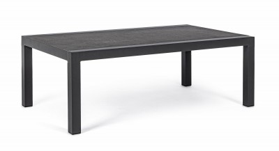 Masa de cafea pentru gradina / terasa, din aluminiu si ceramica, Kledi Rectangle Antracit, L120xl70xH43 cm