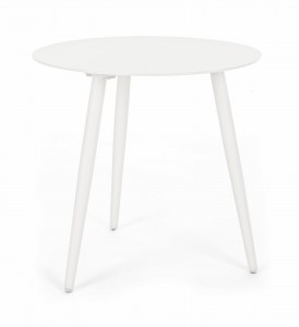 Masa de cafea pentru gradina / terasa, din aluminiu, Ridley Round Alb, Ø50xH48 cm