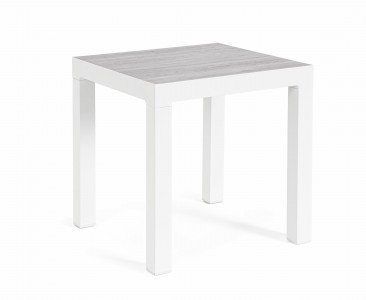 Masa de cafea pentru gradina / terasa, din aluminiu si ceramica, Kledi Square Gri / Alb, L50xl50xH46 cm