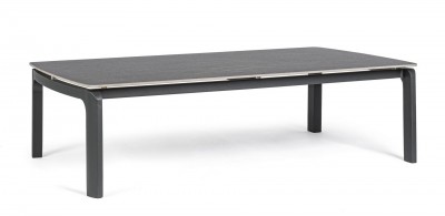 Masa de cafea pentru gradina / terasa, din ceramica si aluminiu, Jalisco Antracit, L120xl70xH33 cm