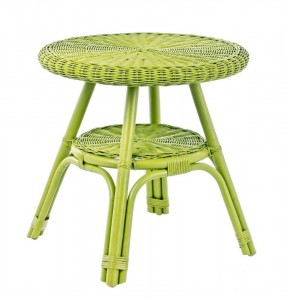 Masa de cafea pentru gradina / terasa, din ratan si rachita, Alliss Lime, Ø52xH52 cm