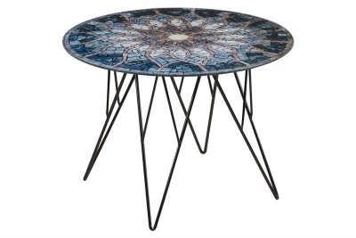 Masa de cafea, din metal si sticla Prunus Multicolour, Ø55xH40 cm