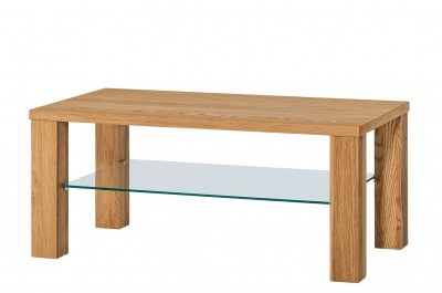 Masa de cafea, din lemn de stejar si sticla Velle 41 Oak, L110xl60xH49 cm