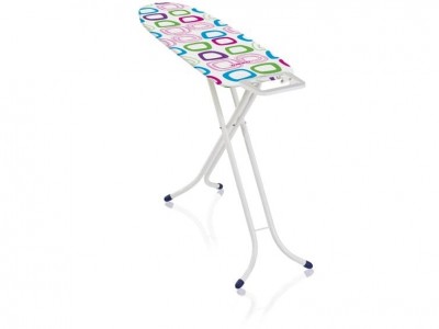 Masa de calcat cu husa din bumbac si cadru metalic, Compact M Multicolor, L120xl38xH78-98 cm
