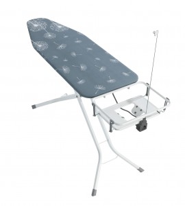 Masa de calcat cu priza electrica, husa din bumbac si cadru metalic, Professional Gri / Alb, L130xl48xH99 cm