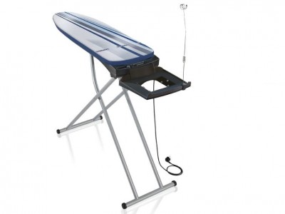 Masa de calcat cu priza electrica, husa din bumbac si cadru metalic, Air Active Express M Gri, L118xl38xH75-100 cm