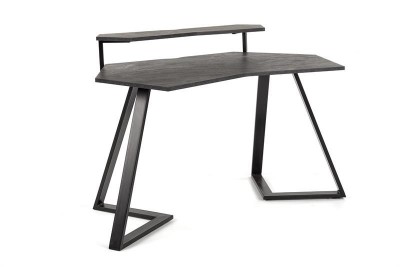 Masa de gaming din pal si metal, Fonsie Gri Inchis / Negru, L130xl79xH88 cm