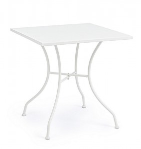 Masa de gradina / terasa din metal, Kelsie Alb, L70xl70xH71 cm