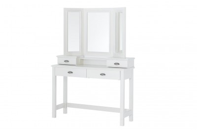 Masa de toaleta cu oglinda si sertare, din furnir si pal Madison Alb, L114xl42xH91 cm