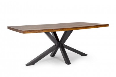 Masa din lemn de mango si metal Arnav Natural / Negru, L200xl100xH77 cm