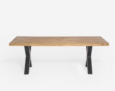 Masa din lemn de stejar salbatic, cu picioare metalice Artemis