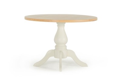 Masa rotunda din lemn de stejar si furnir Chalk White / Oak, Ø110xH75 cm