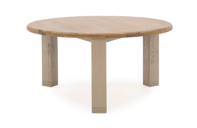 Masa rotunda din lemn de stejar si furnir Logan Taupe, Ø156xH79 cm