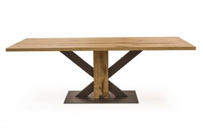 Masa din lemn de stejar si metal Lindau Oak, L220xl100xH75 cm