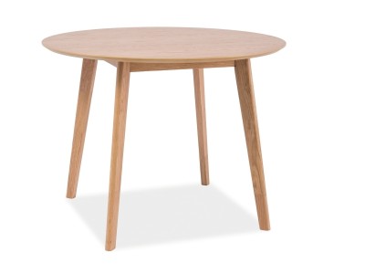 Masa rotunda din MDF, furnir si lemn, Mosley II Stejar, Ø90xH75 cm
