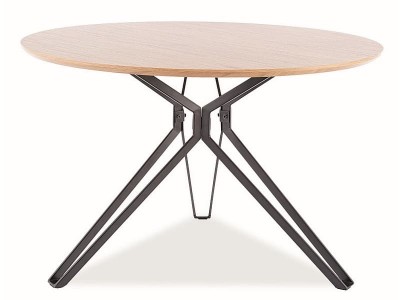 Masa rotunda din MDF, furnir si metal, Colson Stejar / Negru, Ø120xH76 cm