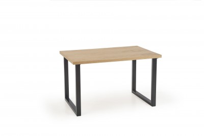 Masa din MDF, furnir si metal Rudeus Stejar / Negru, L140xl85xH76 cm